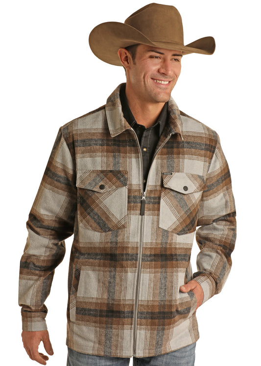 Rock & Roll Cowboy Men's Full Zip Plaid Shirt Jacket