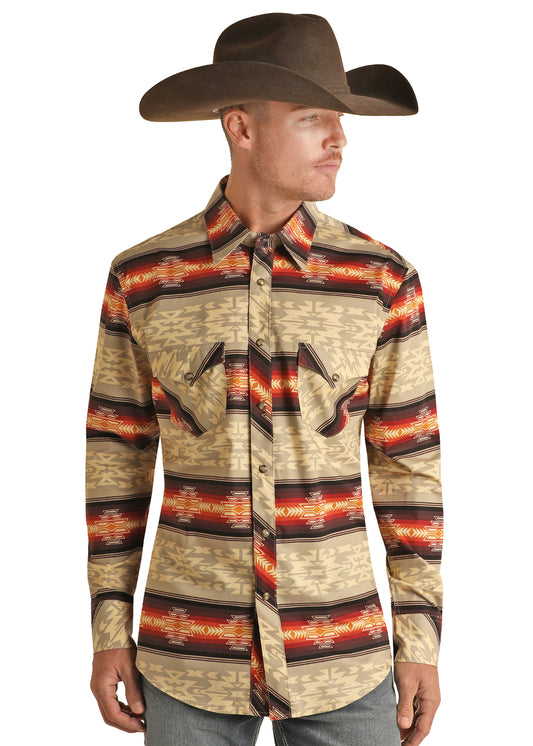 Rock & Roll: Aztec Orange/Burgundy Long Sleeve Shirt