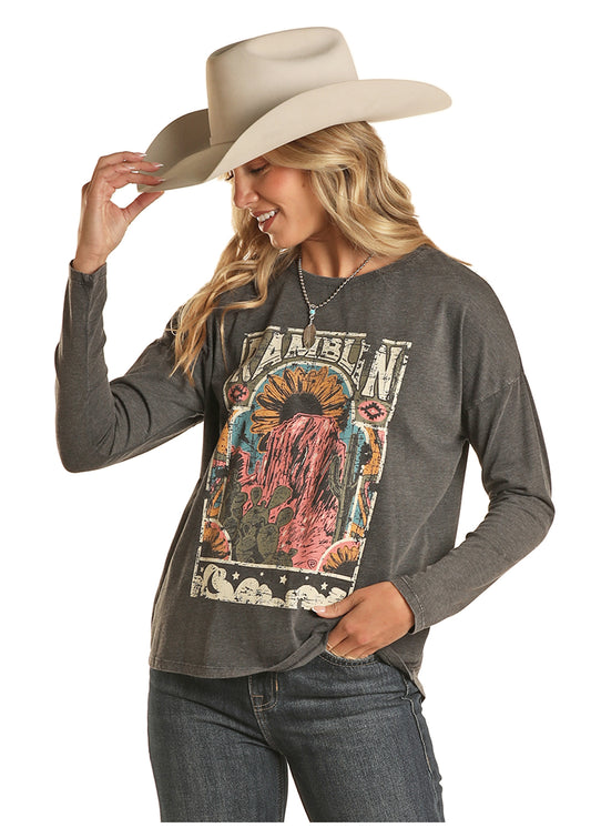 Rock&Roll Denim Ladies Rambler Long Sleeve Tee