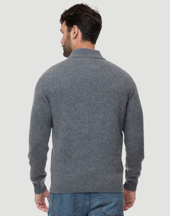 WOODLAND 1/4 ZIP MERINO CABLE MOCK NECK SWEATER