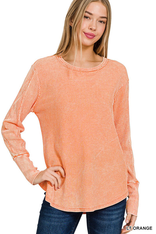 Baby Waffle Washed Long Sleeve Top