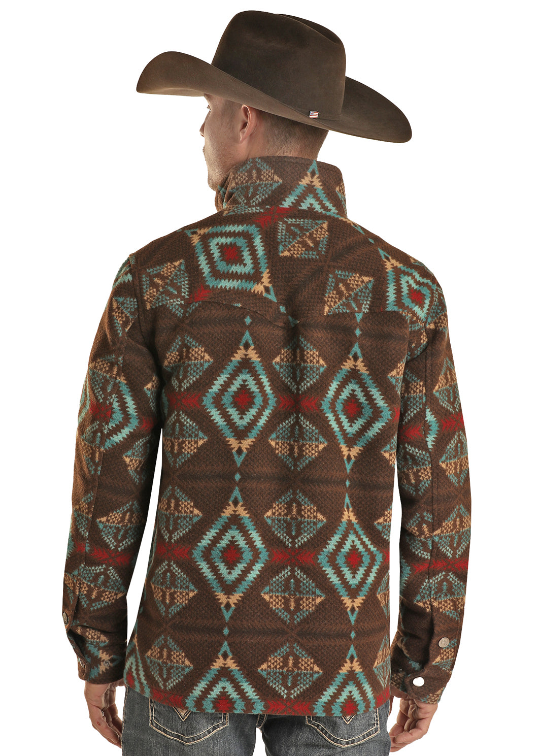Powder River Outfitters Mens Aztec Jacquard Wool Coat