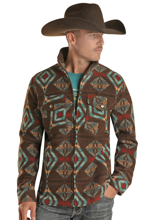 Powder River Outfitters Mens Aztec Jacquard Wool Coat