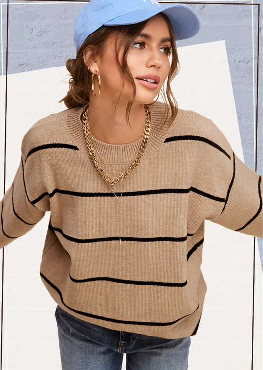 LOOSE FIT STRIPE SWEATER TOP