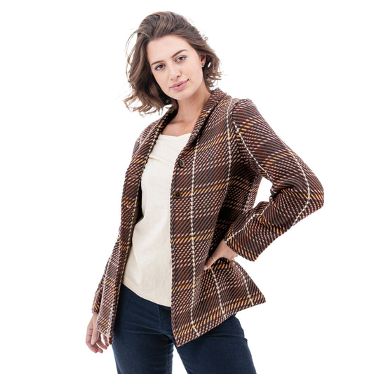 Mariana Organic Plaid Cardigan-Jacket