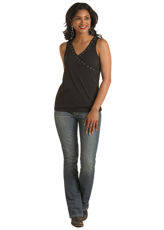 Panhandle Ladies Studded Surplice Tank Top