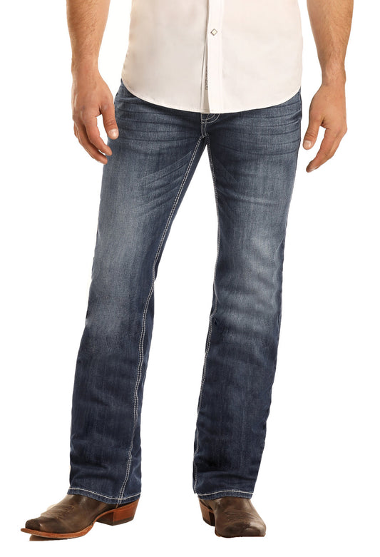 Rock & Roll Mens Regular Fit Stretch Straight Bootcut Jeans