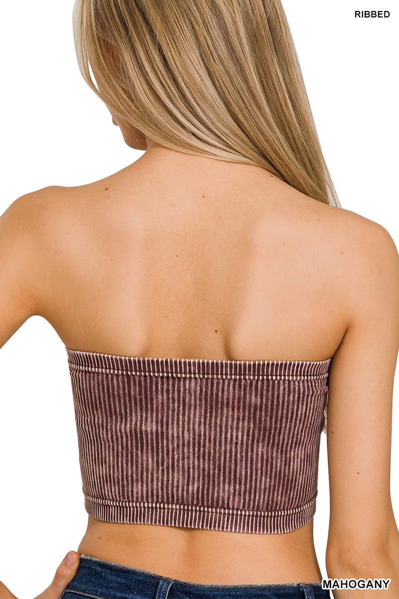 WASHED RIBBED SEAMLESS TUBE TOP