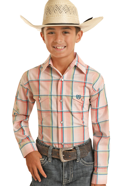 Panhandle Boy's Snap Long Sleeve Plaid Shirt