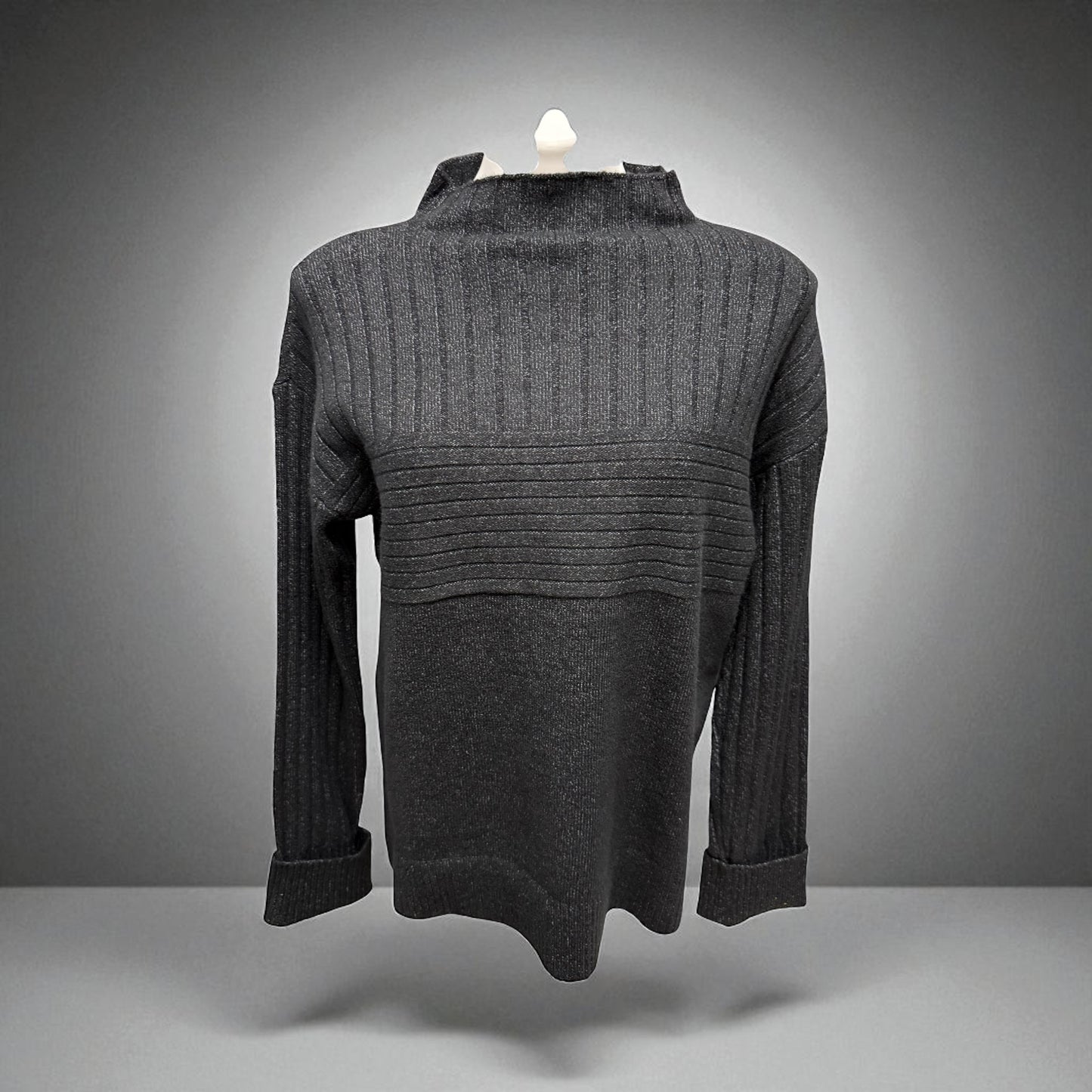 Women’s black cotton-blend sweater – versatile, cozy knit with stretch for everyday wear