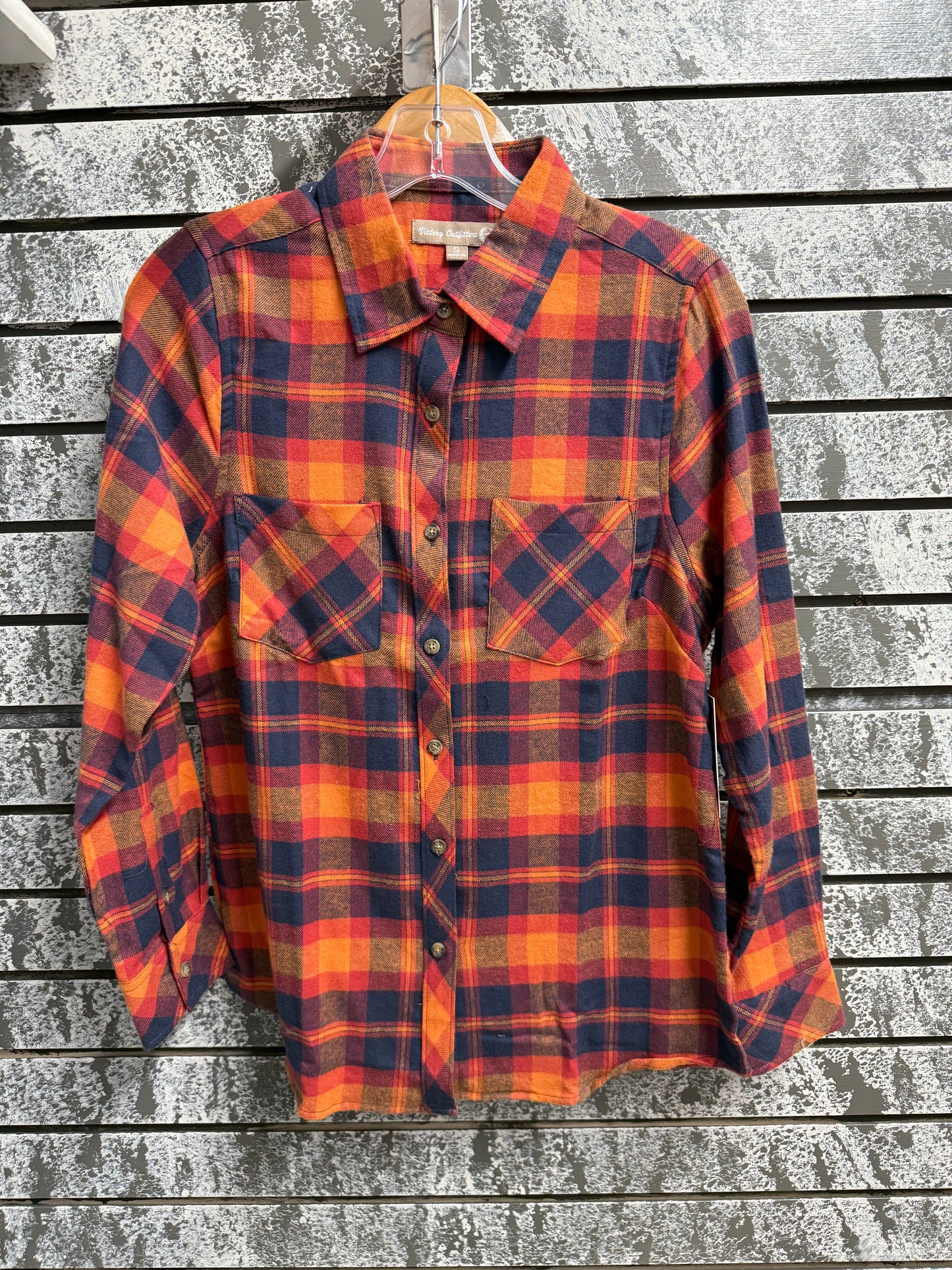Victory Outfitters Ladies' Plaid Flannel Button Up Shirt w/Two Chest Pockets