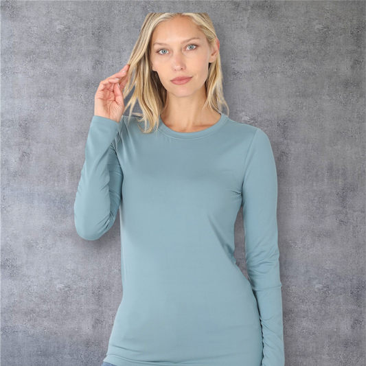 LONG SLEEVE ROUND NECK BRUSHED MICROFIBER TEE