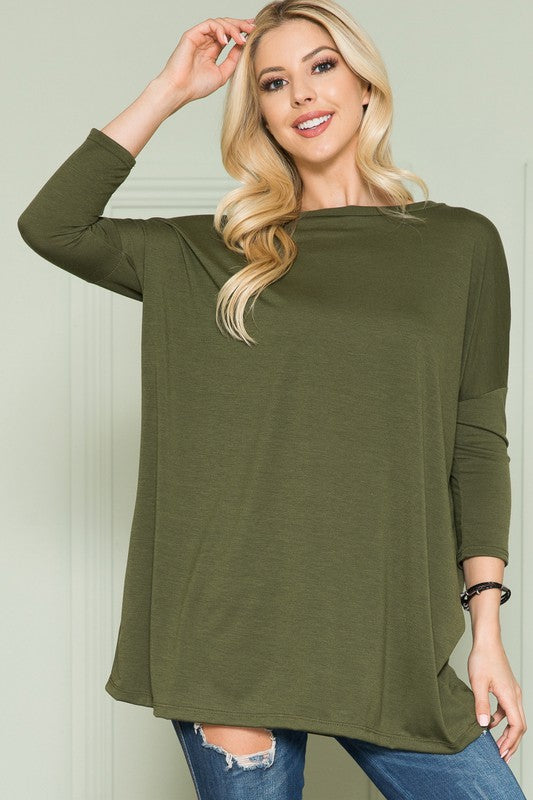 Solid Long Sleeve Tunic Top