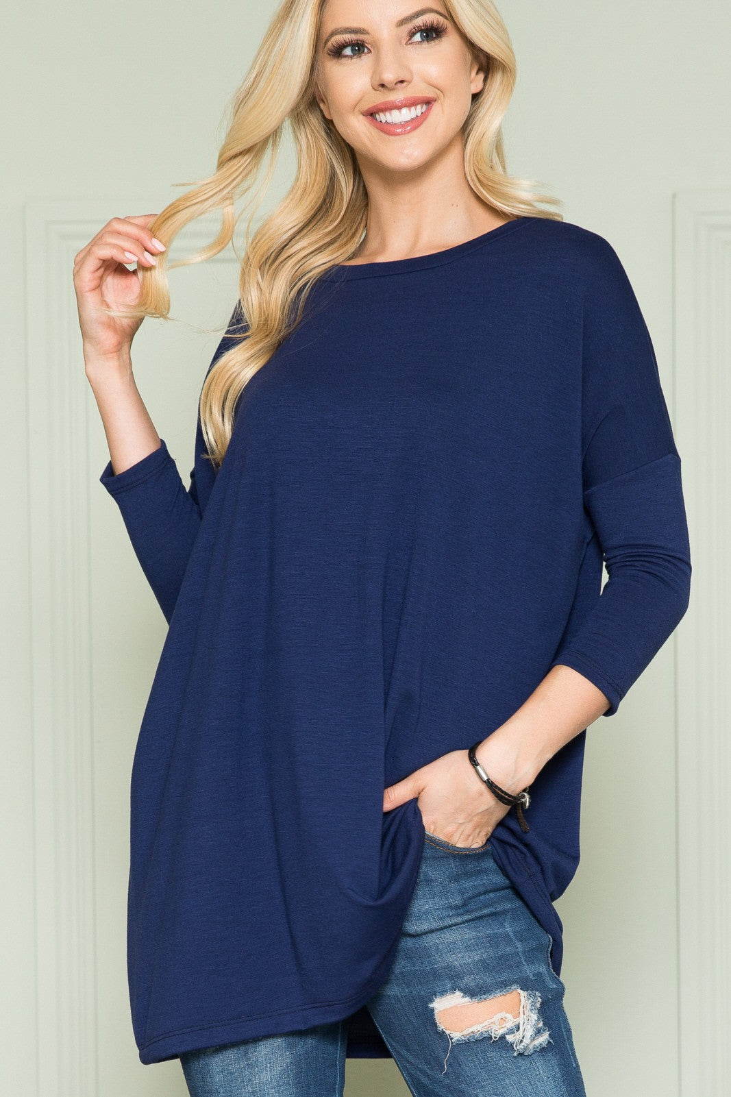 Solid Long Sleeve Tunic Top