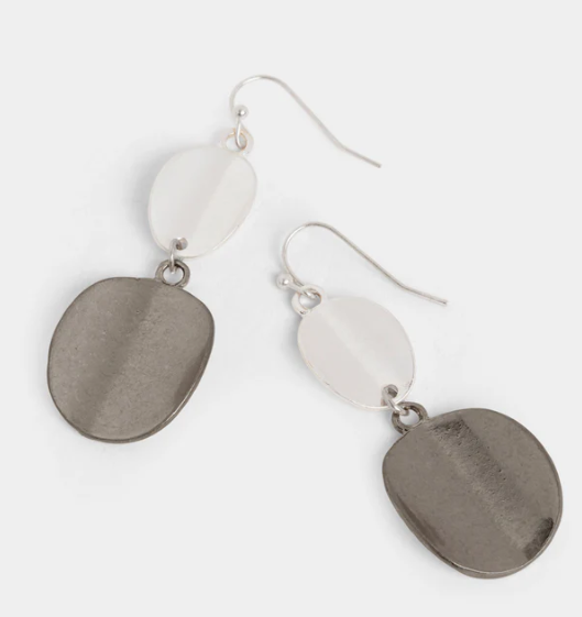 Mixed Metal Folded Coin Dangle Earring