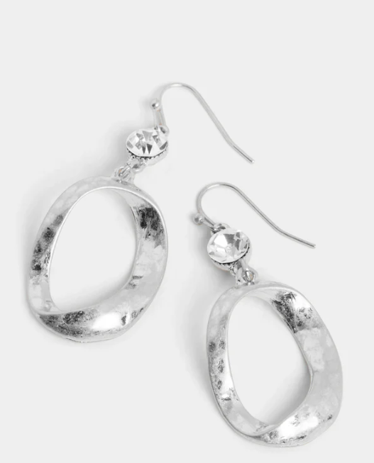 Hammered Twisted Oval Earring